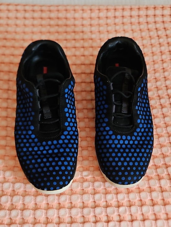 Prada Shoes - Blue Dot Athletic Sneakers - Black & Blue